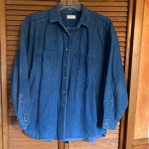 Denim long sleeve button down shirt 1X